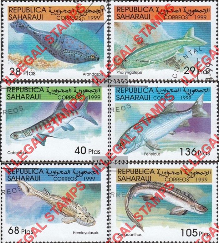 Republica Saharaui 1999 Prehistoric Fish Counterfeit Illegal Stamp Set of 6