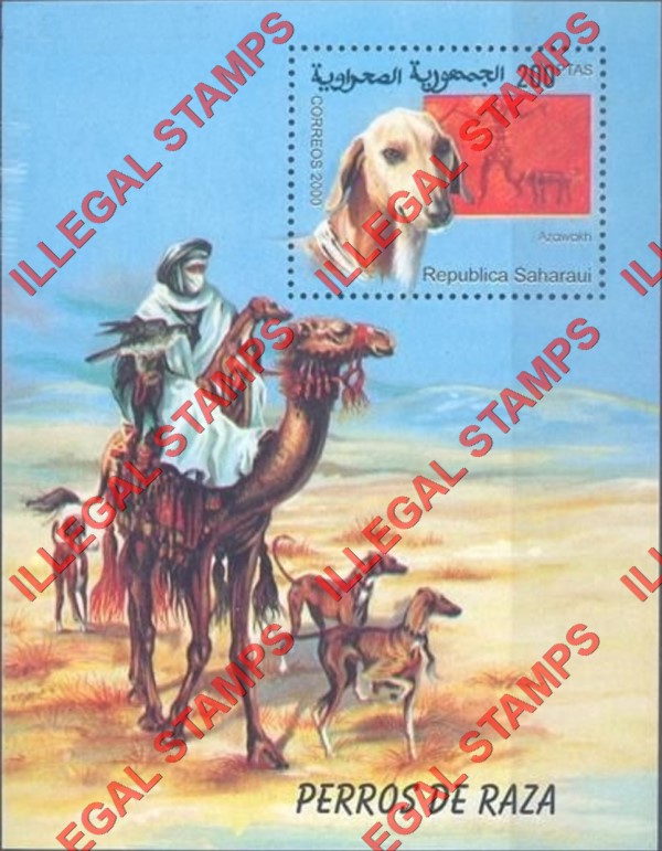 Republica Saharaui 2000 Dogs Counterfeit Illegal Stamp Souvenir Sheet of 1