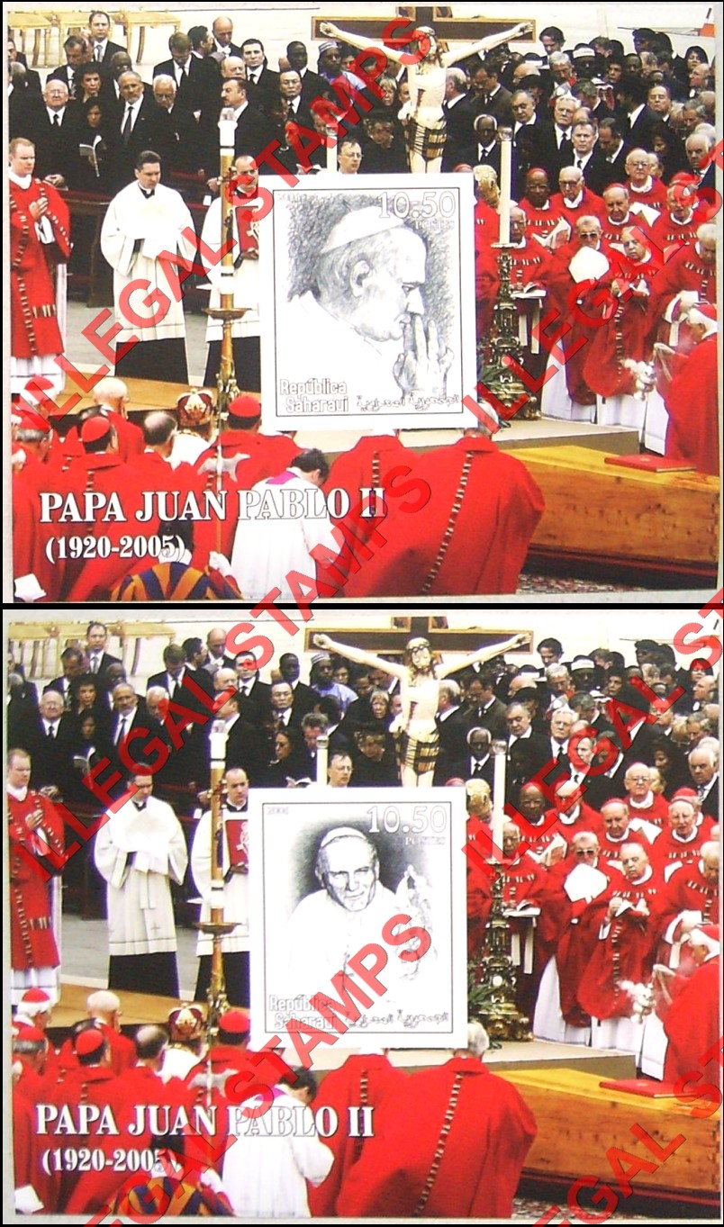 Republica Saharaui 2006 Pope John Paul II Counterfeit Illegal Stamp Souvenir Sheets of 1