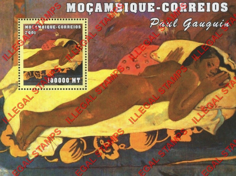  Mozambique 2001 Painting by Paul Gauguin Counterfeit Illegal Stamp Souvenir Sheet of 1