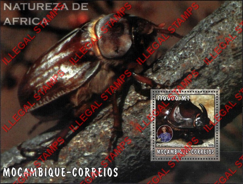  Mozambique 2002 Nature of Africa Beetles Counterfeit Illegal Stamp Souvenir Sheet of 1