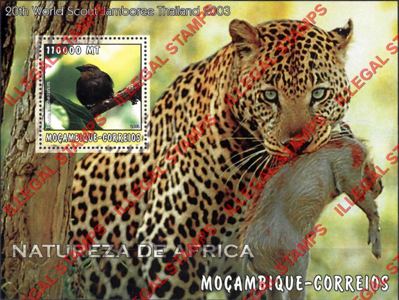  Mozambique 2002 Nature of Africa Bird Jaguar Counterfeit Illegal Stamp Souvenir Sheet of 1