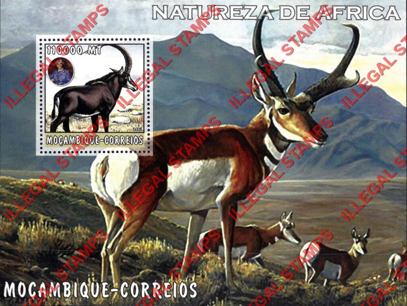  Mozambique 2002 Nature of Africa Deer Counterfeit Illegal Stamp Souvenir Sheet of 1