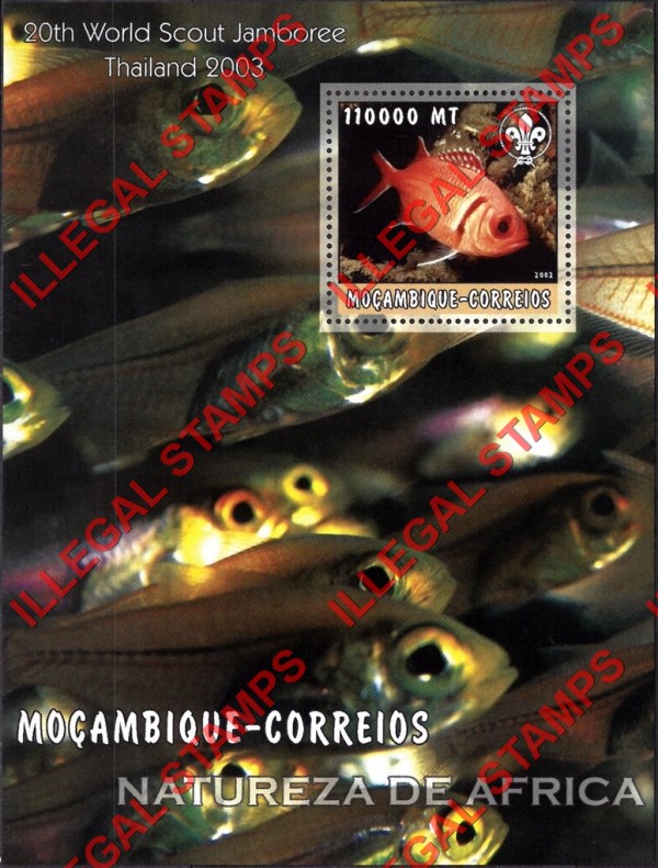  Mozambique 2002 Nature of Africa Fish Counterfeit Illegal Stamp Souvenir Sheet of 1