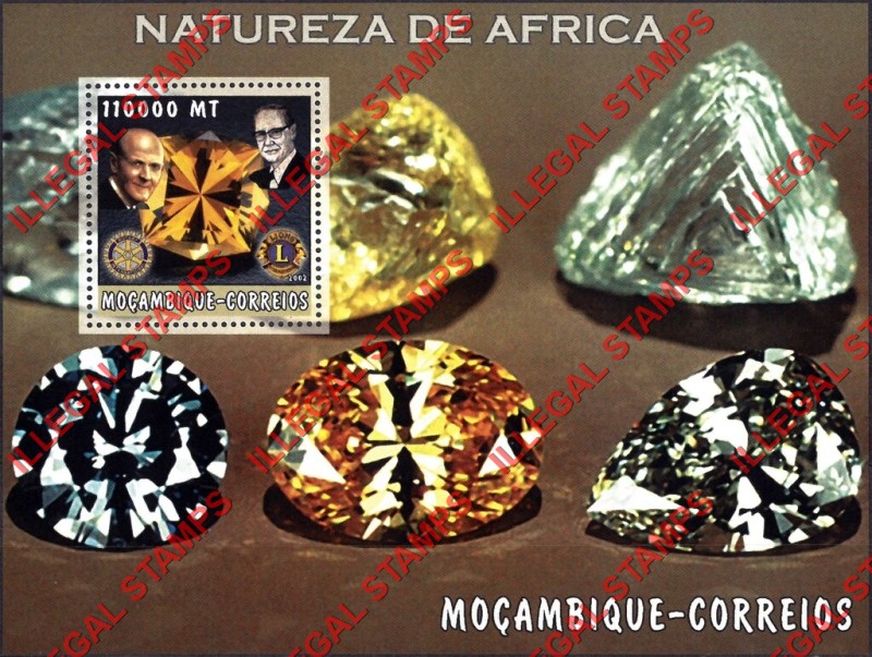  Mozambique 2002 Nature of Africa Gems Counterfeit Illegal Stamp Souvenir Sheet of 1