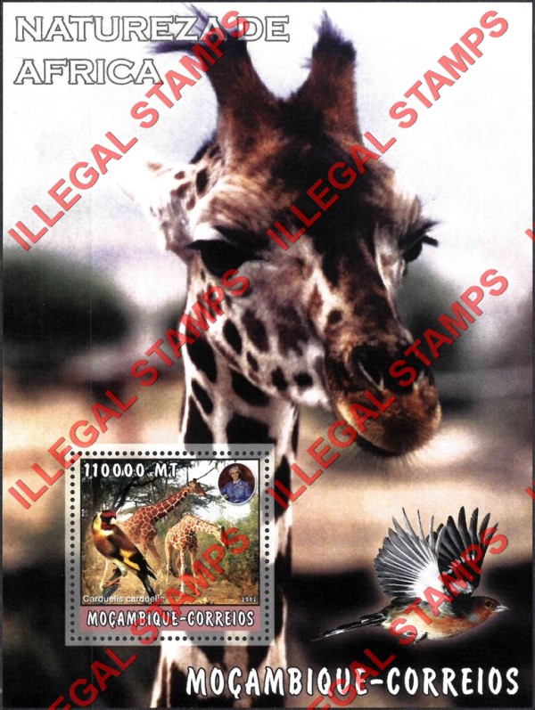  Mozambique 2002 Nature of Africa Giraffes Counterfeit Illegal Stamp Souvenir Sheet of 1