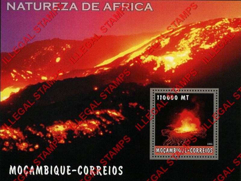 Mozambique 2002 Nature of Africa Volcanoes Counterfeit Illegal Stamp Souvenir Sheet of 1