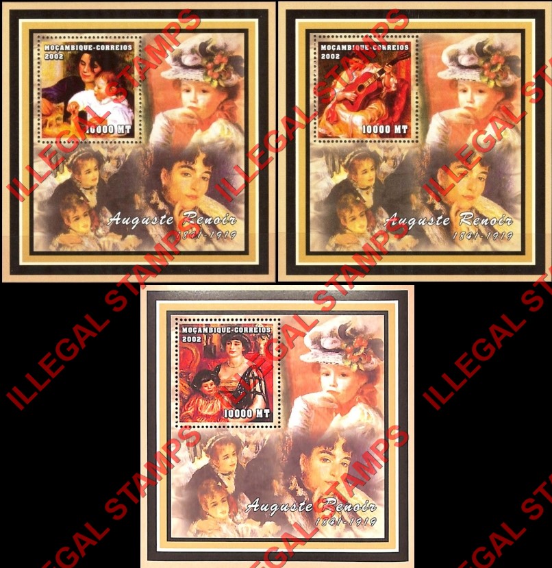  Mozambique 2002 Paintings by Auguste Renoir Counterfeit Illegal Stamp Souvenir Sheets of 1