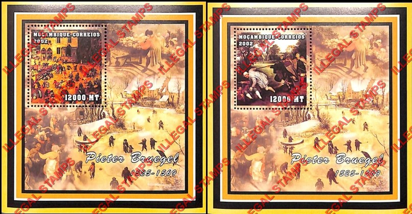  Mozambique 2002 Paintings by Pieter Bruegel Counterfeit Illegal Stamp Souvenir Sheets of 1