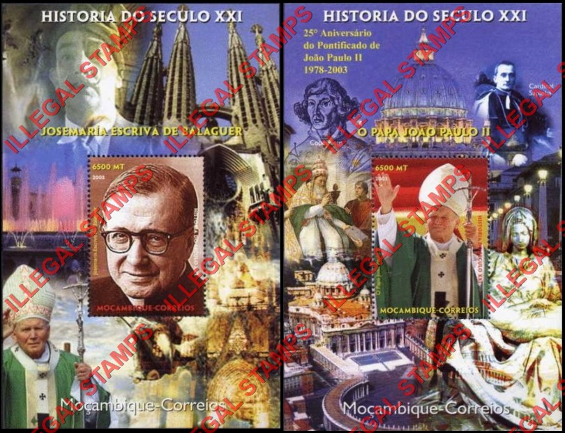  Mozambique 2003 History of the 21st Century Personalities Counterfeit Illegal Stamp Souvenir Sheets of 1 (Part 1)