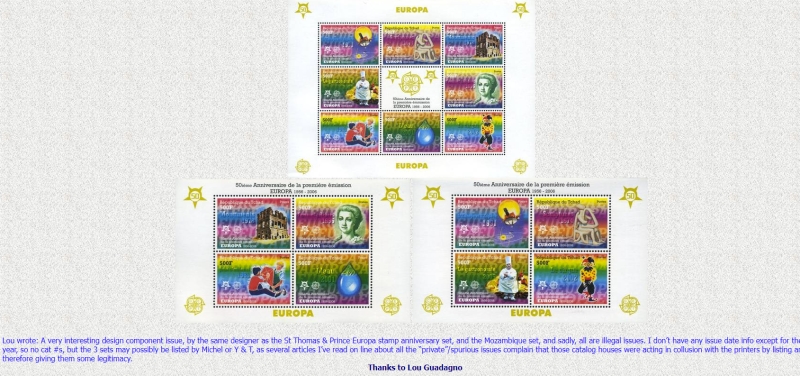  Mozambique 2004 50th Anniversary of EUROPA Lou Guadagno Determination They are Counterfeit Illegal Stamps