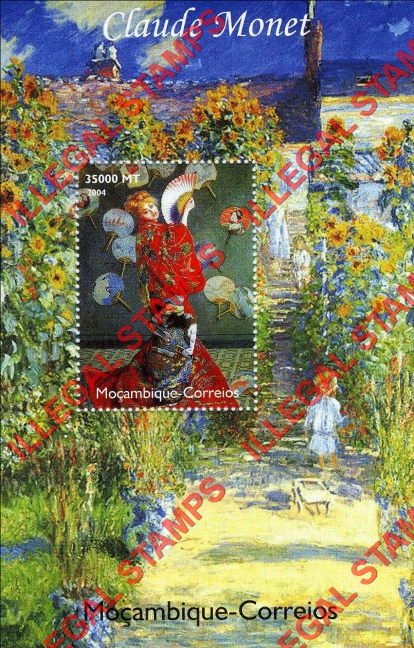  Mozambique 2004 Paintings by Claude Monet Counterfeit Illegal Stamp Souvenir Sheet of 1