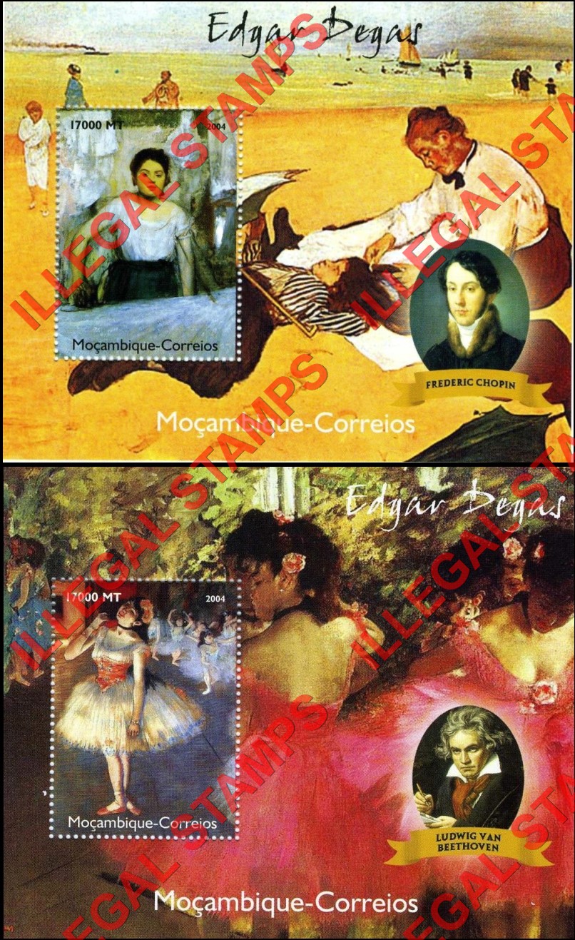  Mozambique 2004 Paintings by Edgar Degas Counterfeit Illegal Stamp Souvenir Sheets of 1 (Part 2)