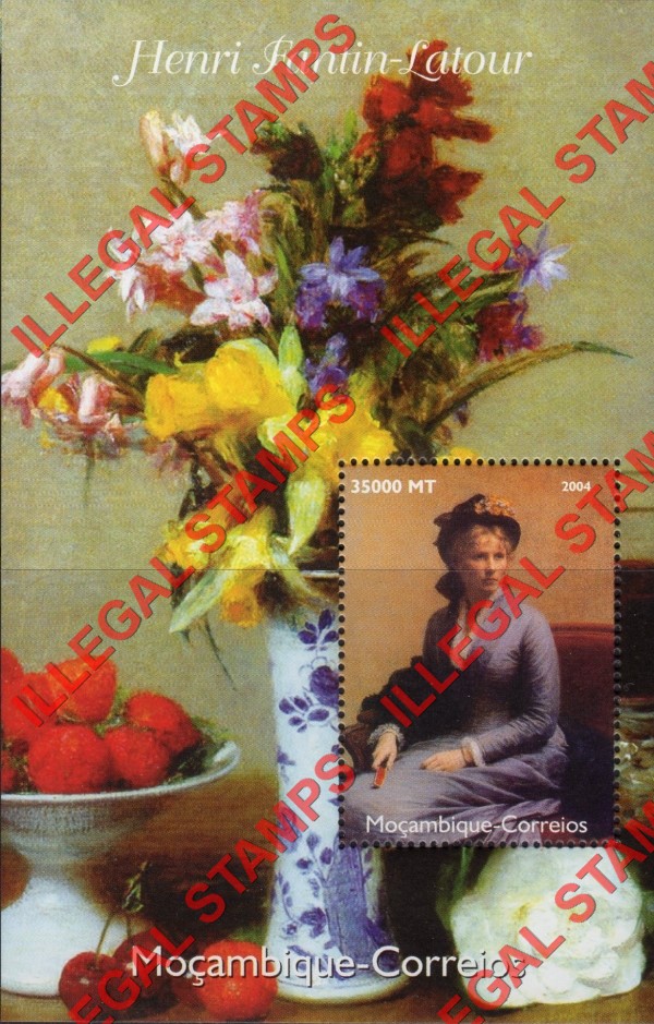  Mozambique 2004 Paintings by Henri Fantin-Latour Counterfeit Illegal Stamp Souvenir Sheet of 1