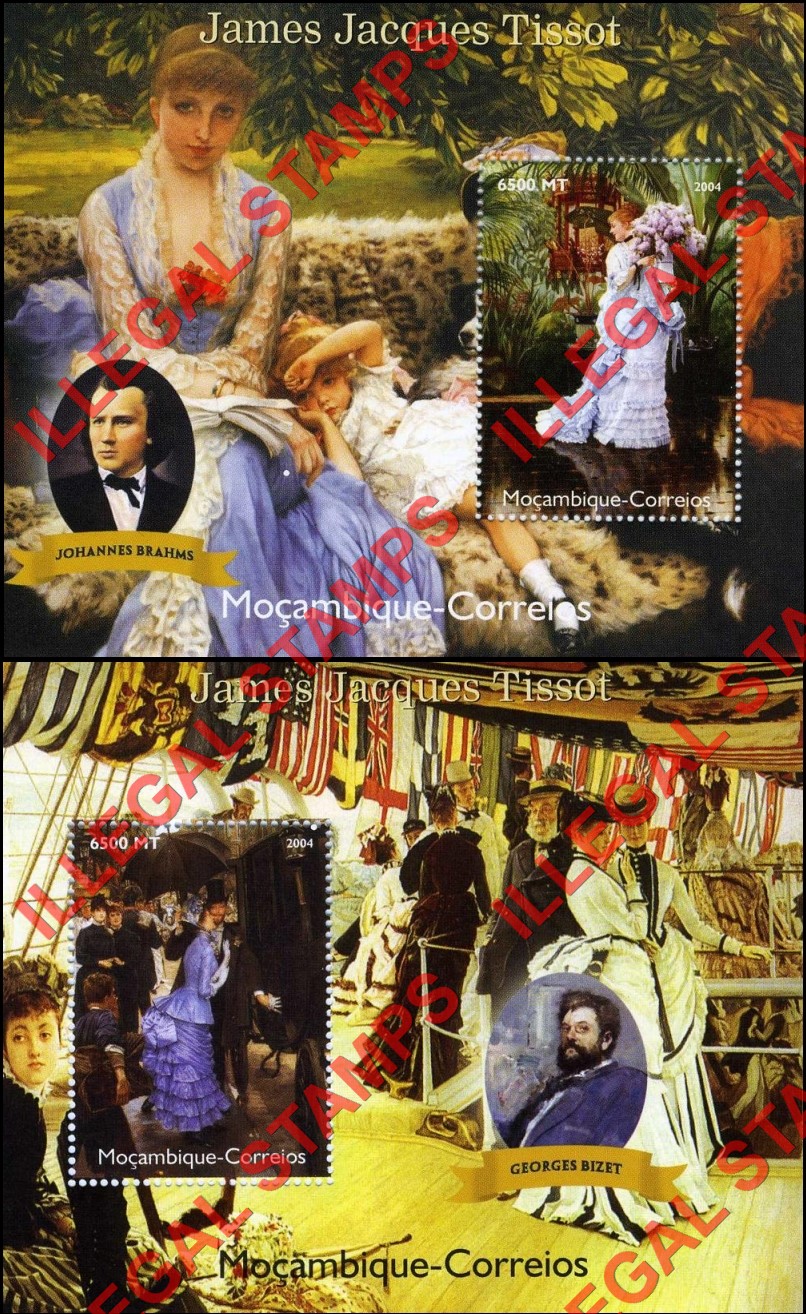  Mozambique 2004 Paintings by James Jacques Tissot Counterfeit Illegal Stamp Souvenir Sheets of 1 (Part 2)