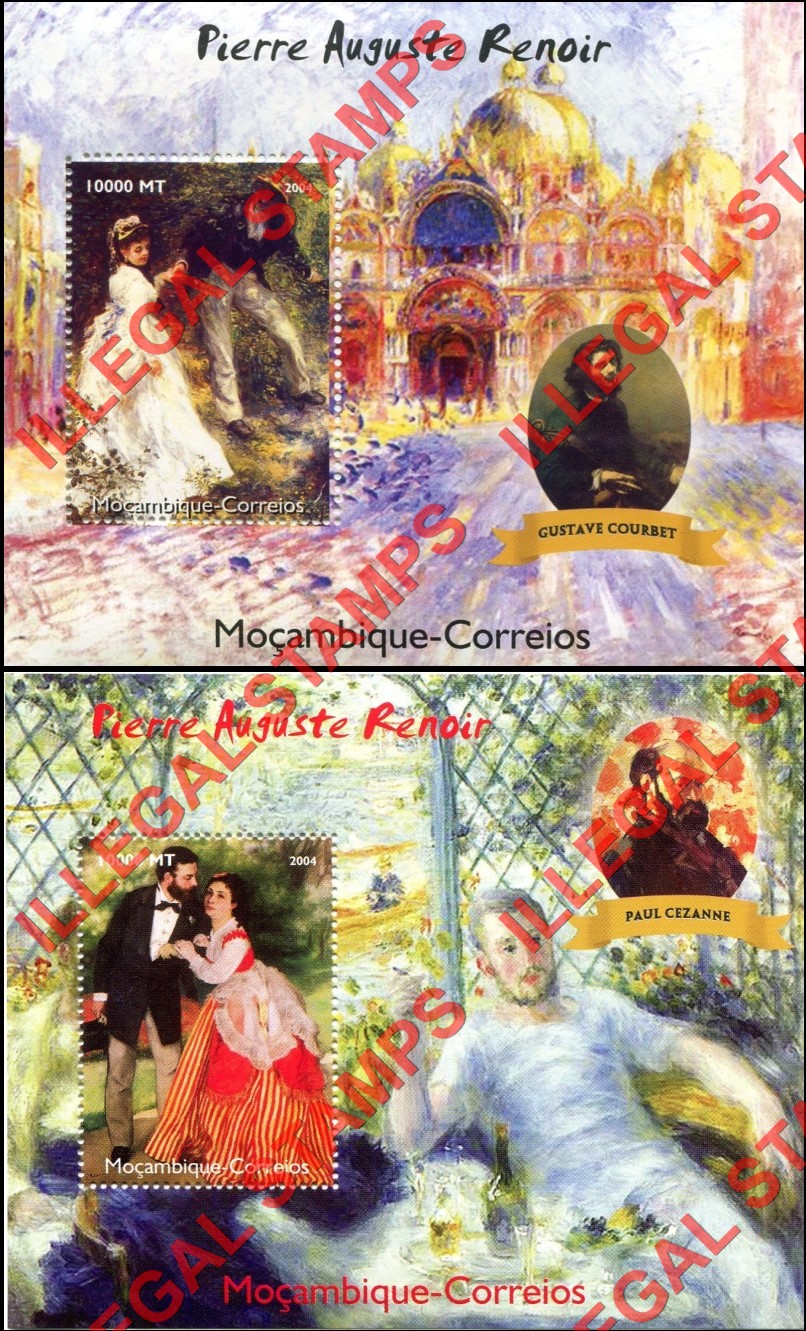  Mozambique 2004 Paintings by Pierre Auguste Renoir Counterfeit Illegal Stamp Souvenir Sheets of 1 (Part 1)