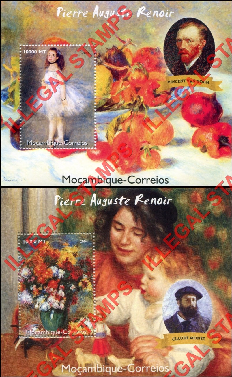  Mozambique 2004 Paintings by Pierre Auguste Renoir Counterfeit Illegal Stamp Souvenir Sheets of 1 (Part 3)