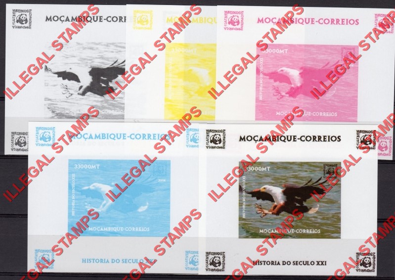  Mozambique 2006 45th Anniversary of the WWF Elephants and Sea Life Counterfeit Illegal Stamp Deluxe Souvenir Sheet of 1 Color Proof Set
