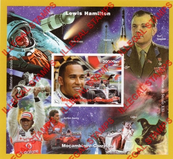  Mozambique 2007 Formula I Lewis Hamilton Counterfeit Illegal Stamp Souvenir Sheet of 1