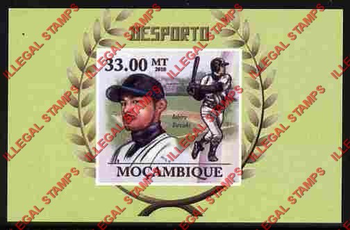 Mozambique 2010 Baseball Ichiro Suzuki Counterfeit Illegal Stamp Deluxe Souvenir Sheet of 1