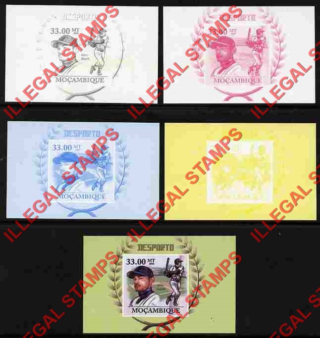  Mozambique 2010 Baseball Ichiro Suzuki Counterfeit Illegal Stamp Deluxe Souvenir Sheet of 1 Color Proof Set
