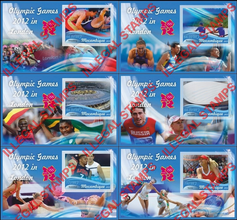  Mozambique 2012 Olympic Games in London Counterfeit Illegal Stamp Souvenir Sheets of 1