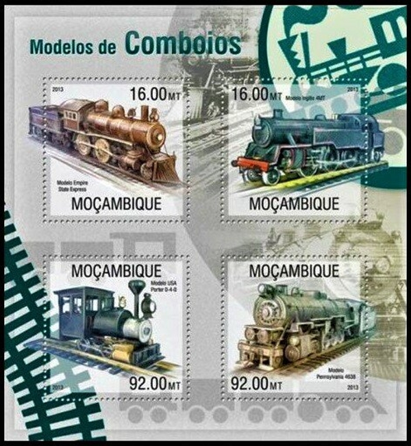  Mozambique 2013 Trains Model Trains Authorized Stamp Souvenir Sheet of 4