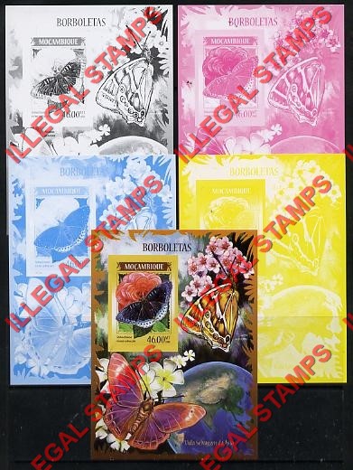  Mozambique 2014 Butterflies Asia Counterfeit Illegal Stamp Souvenir Sheet of 1 Color Proof Set