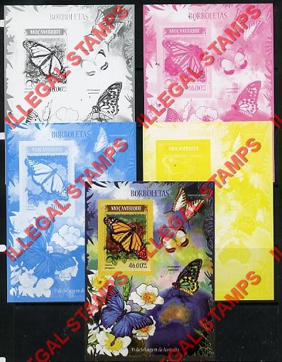  Mozambique 2014 Butterflies Australia Counterfeit Illegal Stamp Souvenir Sheet of 1 Color Proof Set