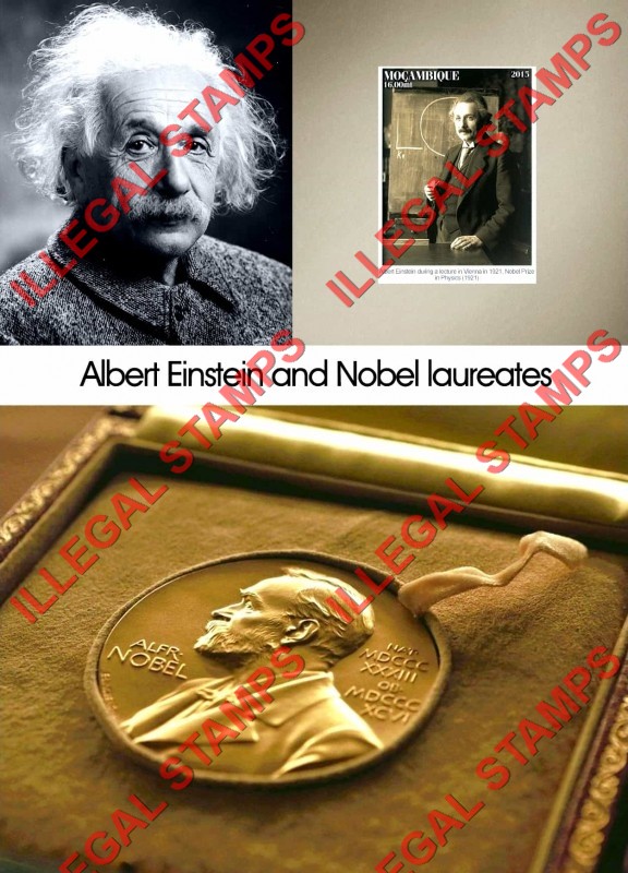  Mozambique 2015 Albert Einstein and Nobel Laureates Counterfeit Illegal Stamp Souvenir Sheet of 1