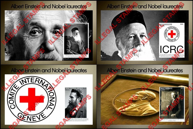  Mozambique 2015 Albert Einstein and Nobel Laureates Counterfeit Illegal Stamp Souvenir Sheets of 1