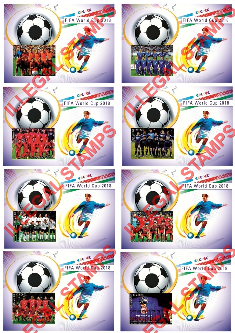  Mozambique 2015 FIFA World Cup Soccer in 2018 Counterfeit Illegal Stamp Souvenir Sheets of 1 (Part 3)