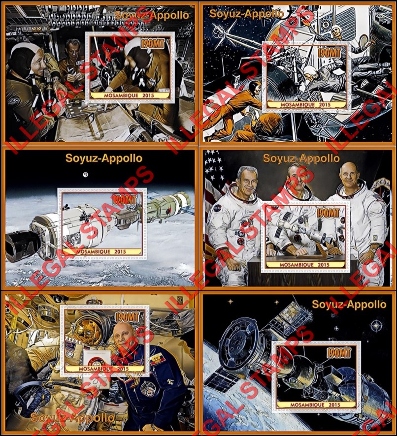  Mozambique 2015 Space Apollo Soyuz Counterfeit Illegal Stamp Souvenir Sheets of 1