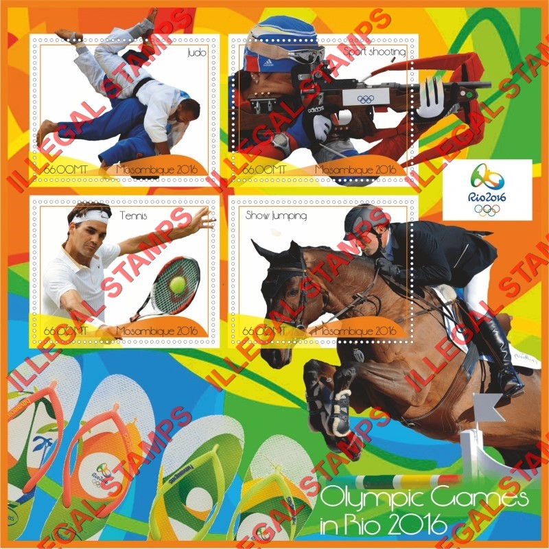  Mozambique 2016 Olympic Games in Rio Counterfeit Illegal Stamp Souvenir Sheet of 4
