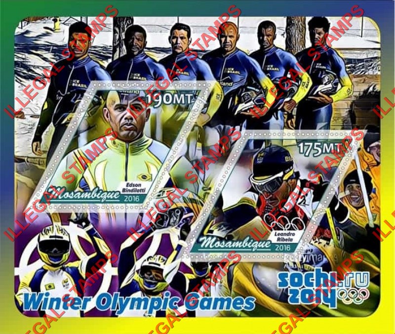  Mozambique 2016 Olympic Games in Sochi in 2014 Counterfeit Illegal Stamp Souvenir Sheet of 2