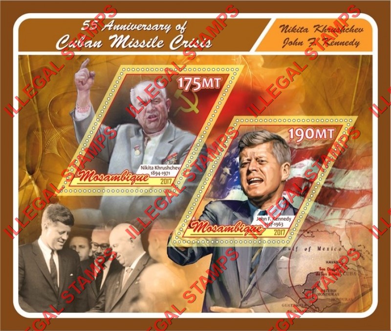  Mozambique 2017 Cuban Missile Crisis Counterfeit Illegal Stamp Souvenir Sheet of 2