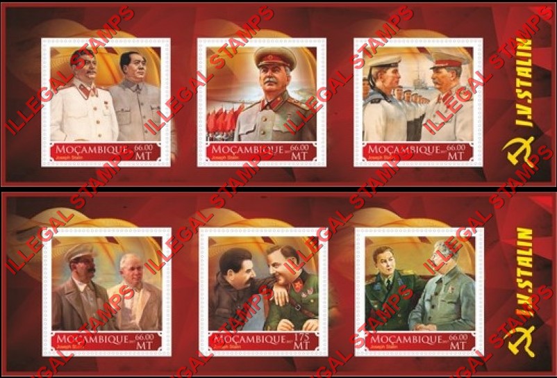  Mozambique 2017 Joseph Stalin Counterfeit Illegal Stamp Souvenir Sheets of 3