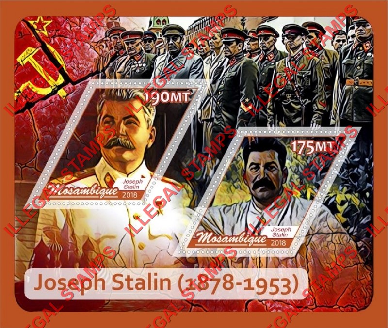  Mozambique 2018 Joseph Stalin Counterfeit Illegal Stamp Souvenir Sheet of 2