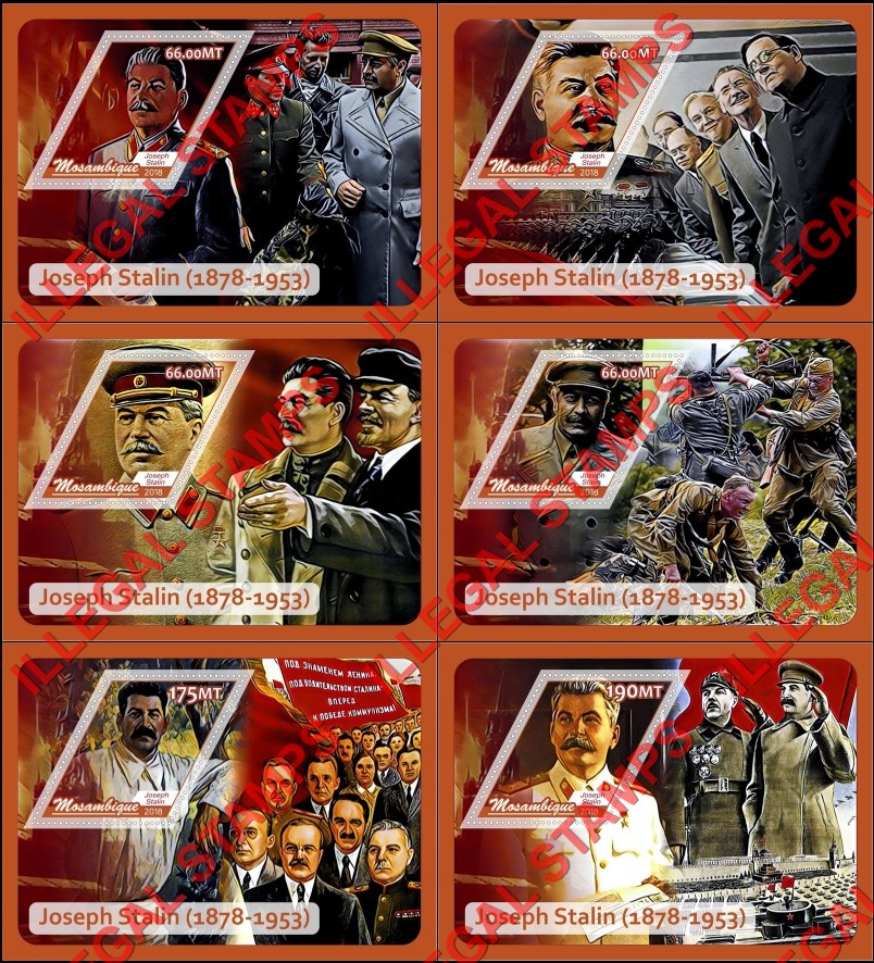  Mozambique 2018 Joseph Stalin Counterfeit Illegal Stamp Souvenir Sheets of 1