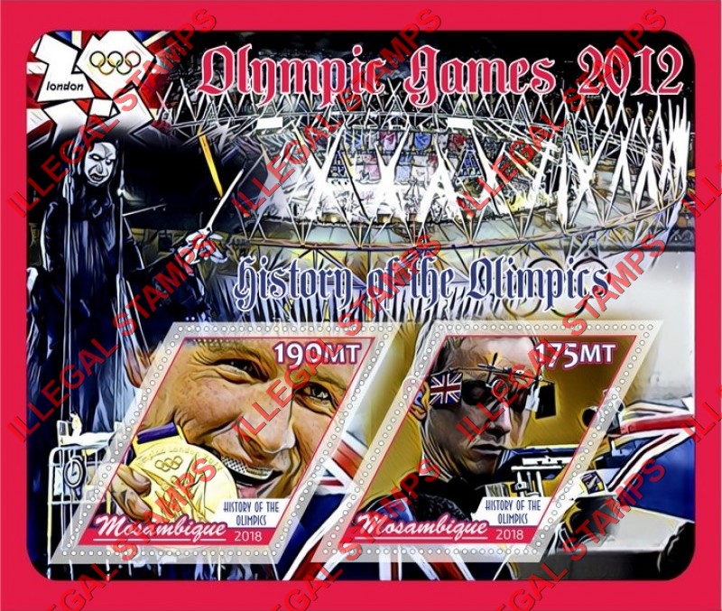  Mozambique 2018 Olympic Games in London in 2012 Counterfeit Illegal Stamp Souvenir Sheet of 2