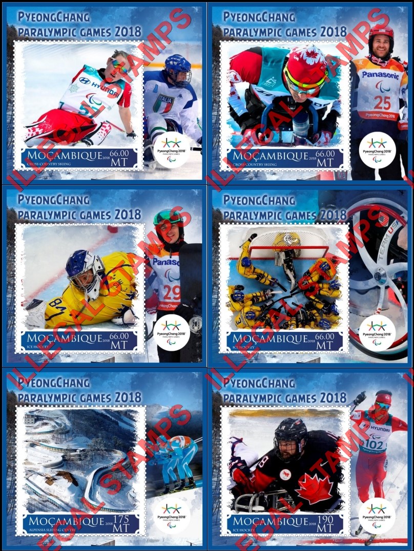  Mozambique 2018 Paralympic Games in PyeongChang Counterfeit Illegal Stamp Souvenir Sheet of 2