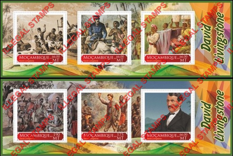  Mozambique 2019 David Livingstone Counterfeit Illegal Stamp Souvenir Sheets of 3