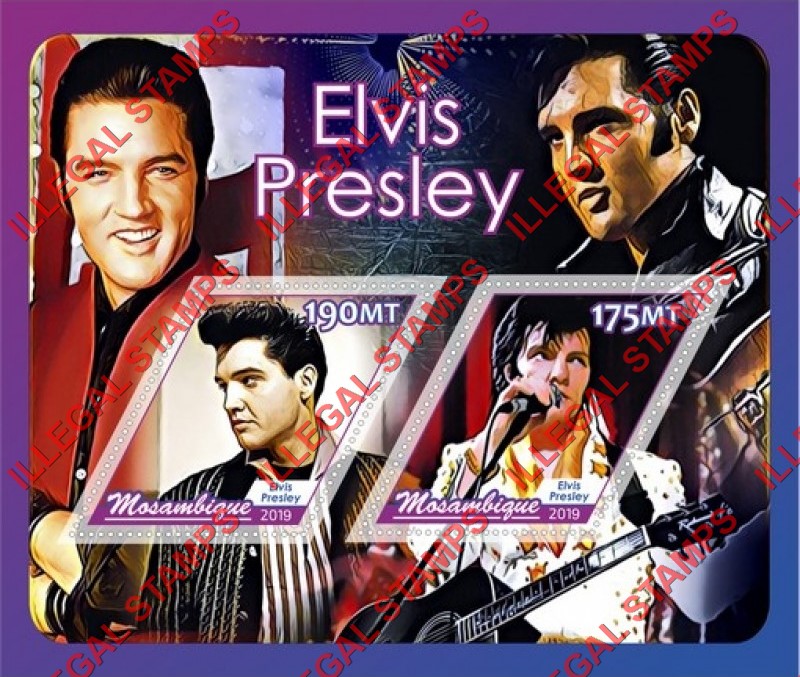  Mozambique 2019 Elvis Presley Counterfeit Illegal Stamp Souvenir Sheet of 2