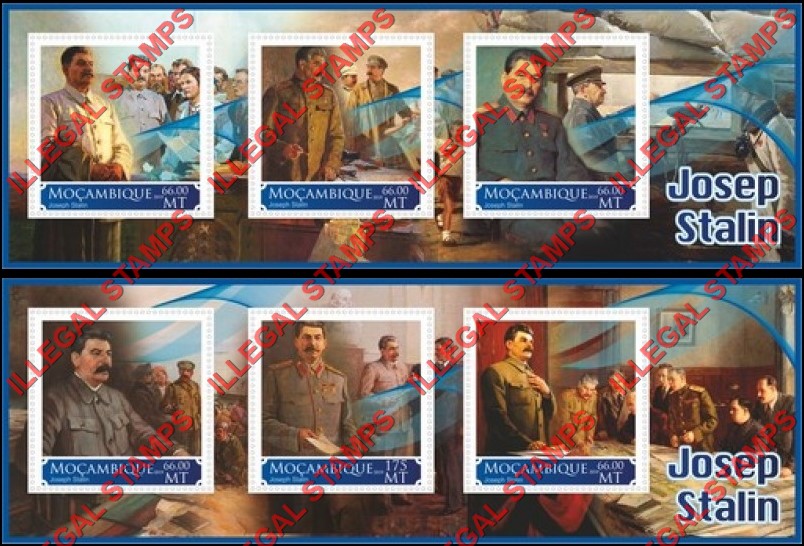 Mozambique 2019 Joseph Stalin Counterfeit Illegal Stamp Souvenir Sheets of 3