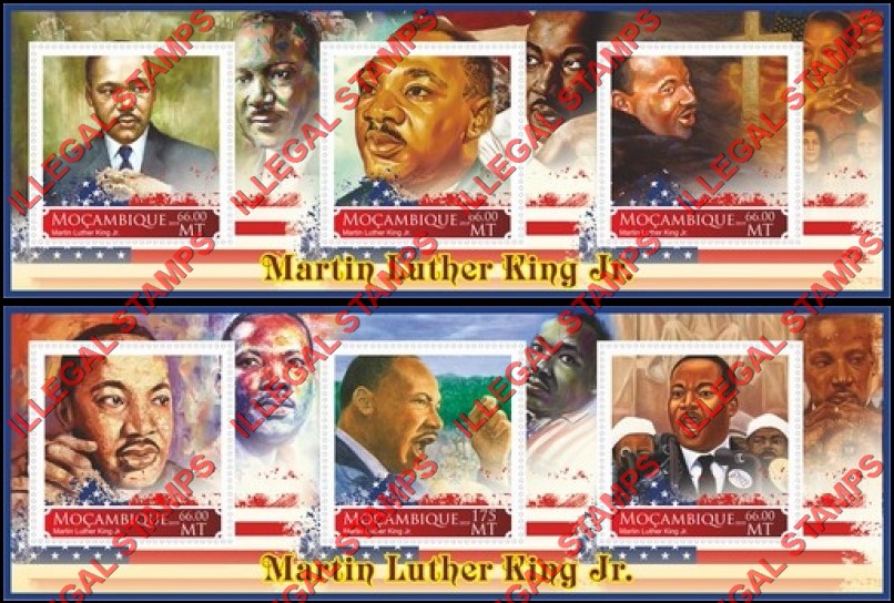  Mozambique 2019 Martin Luther King Jr. Counterfeit Illegal Stamp Souvenir Sheets of 3