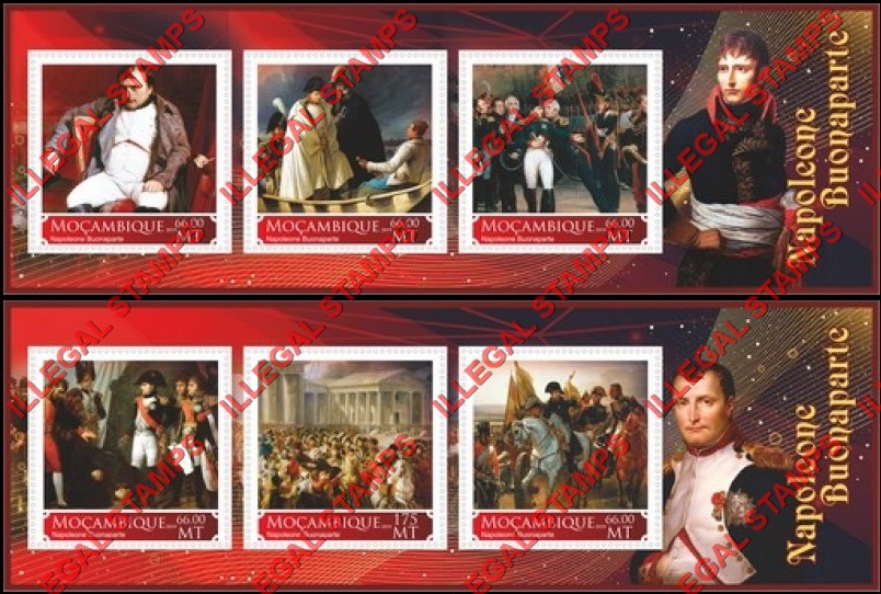  Mozambique 2019 Napoleon Bonaparte (different) Counterfeit Illegal Stamp Souvenir Sheets of 3