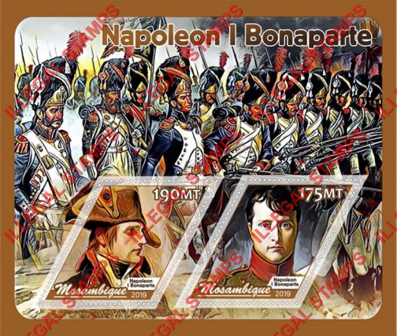  Mozambique 2019 Napoleon Bonaparte Counterfeit Illegal Stamp Souvenir Sheet of 2