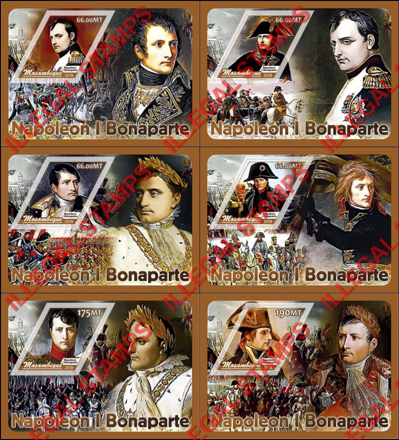  Mozambique 2019 Napoleon Bonaparte Counterfeit Illegal Stamp Souvenir Sheets of 1