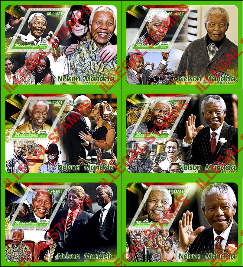  Mozambique 2019 Nelson Mandela Counterfeit Illegal Stamp Souvenir Sheets of 1