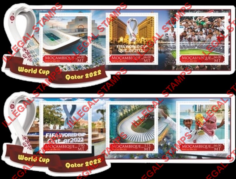  Mozambique 2020 FIFA World Cup Soccer in Qatar in 2022 Counterfeit Illegal Stamp Souvenir Sheets of 3